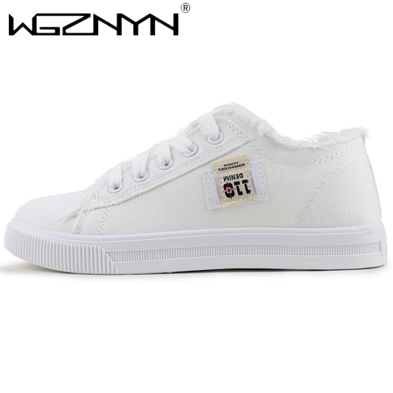 Canvas Schoenen Vrouw Sneakers Lace-Up Sneakers Voor Vrouwen Mode Denim Casual Sport Shoe Wit Trainers Zapatos mujer