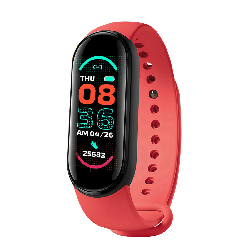 M6 Smart Band Mannen Vrouwen Fitness Smart Horloge Hartslag Bloeddruk Sleep Monitor Stappenteller Bluetooth Armband Voor Ios Android: red