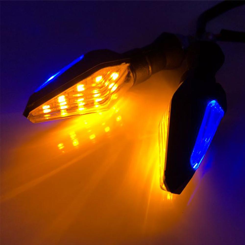 Motorcycle Blinker Rectangle 1PC Universal 12LED Amber+Blue Double Color Motorc... – Grandado