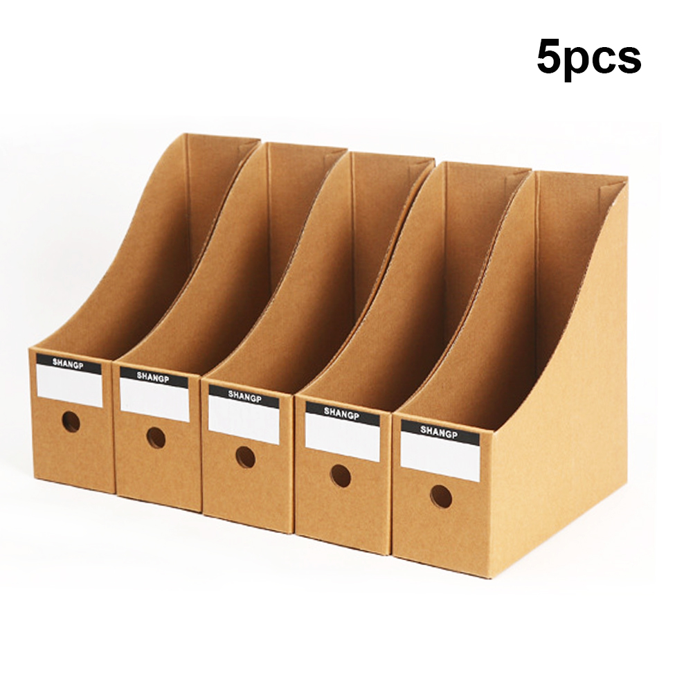 Office Desktop File Bookshelf Magazine Stand Table Document Filing Box Organizer Holder: 5pcs