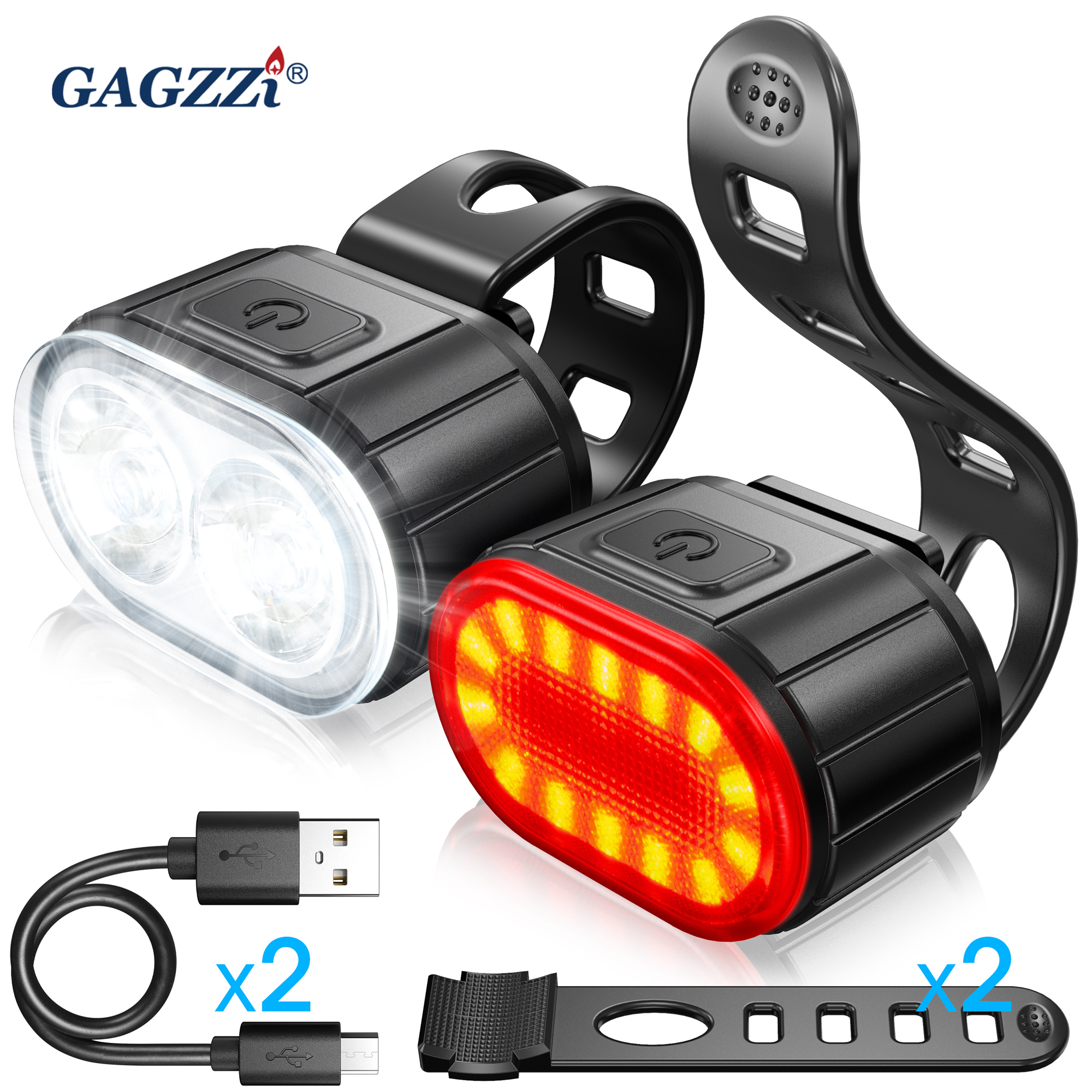 Bicycle Light Front and Rear Light Set Bike Headlight 4 Modes Bicycle Taillight 6 Modes LED Bike Lamp Rechargeable Lamp