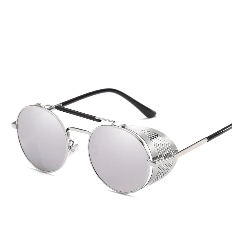 Trendy Retro Steampunk Sunglasses Men Brand Round Steam Punk Alloy Sun Glasses Goggle For Women UV400 Gafas de Sol: other / GRAY