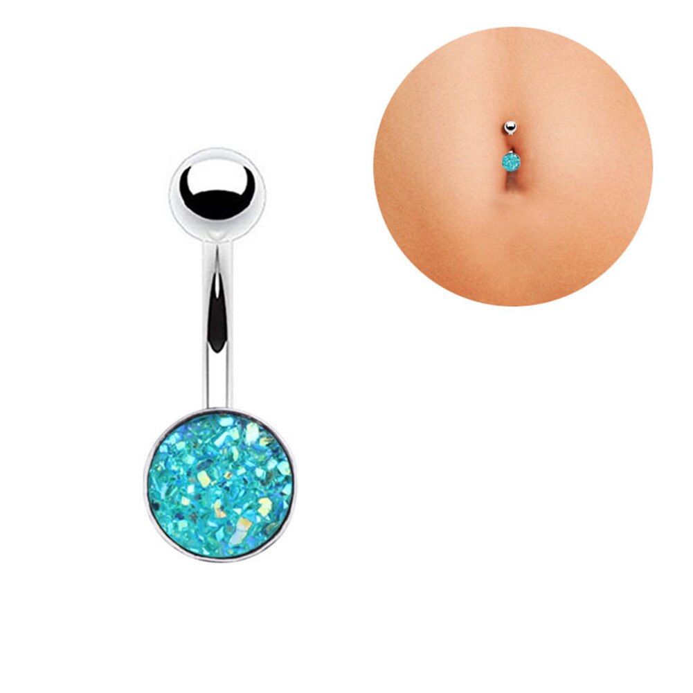 1 Piercings de acero cristal para el vientre, anillo de cuerpo redondo, joyería para el cuerpo, Piercing para el ombligo, Piercing Sexy para la oreja, pendiente de ombligo: De oro y de color