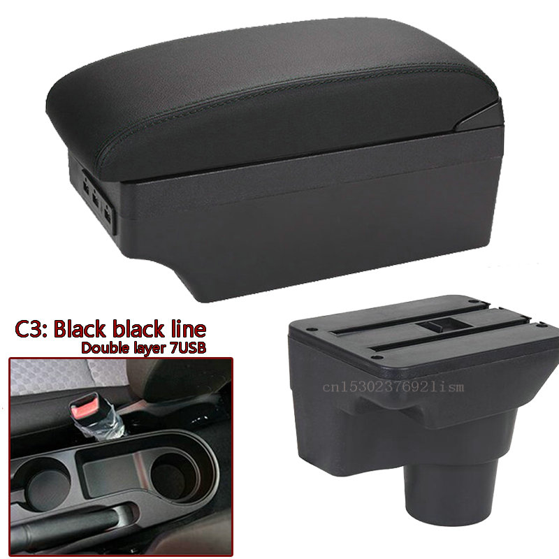 per Kia Rio 4 bracciolo per Kia Rio 4 x-linea scatola bracciolo auto Russi 2017 2018 2019 2020 2021 accessori auto interni facile da installare: C  nero linea 7USB