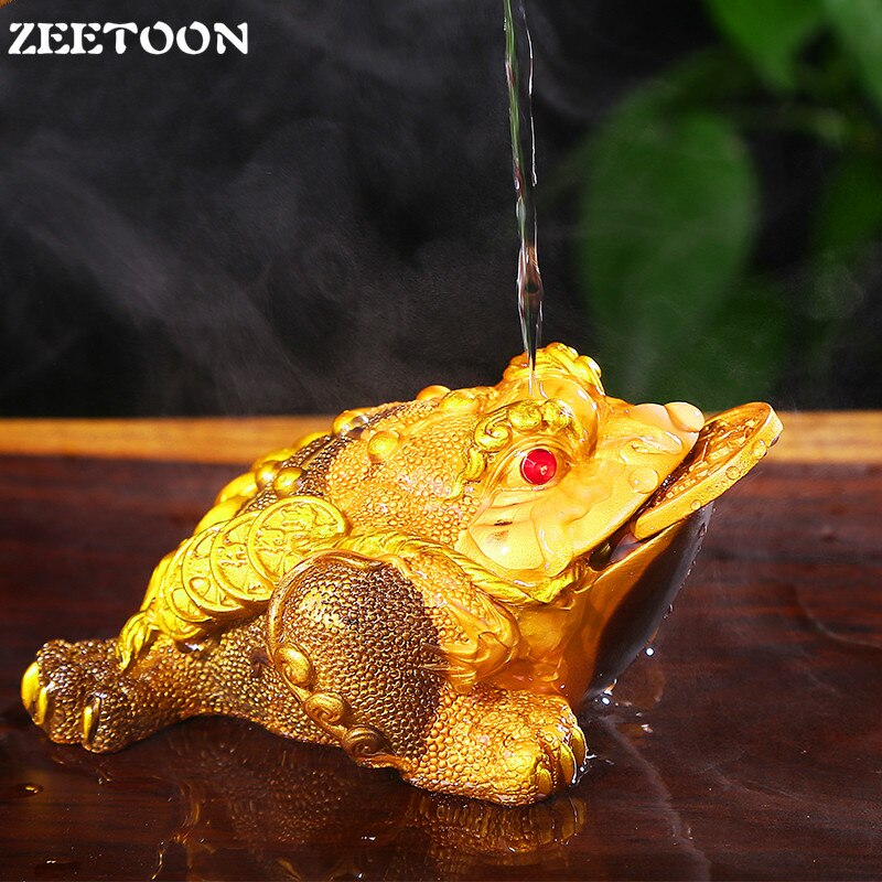Descoloridos chá Ornamentos Pet Boutique Criativa Sapo Dourado Decoração Bandeja de Chá Sapo Inseto Ornamento Cor Jogo Sapo Chá Pet