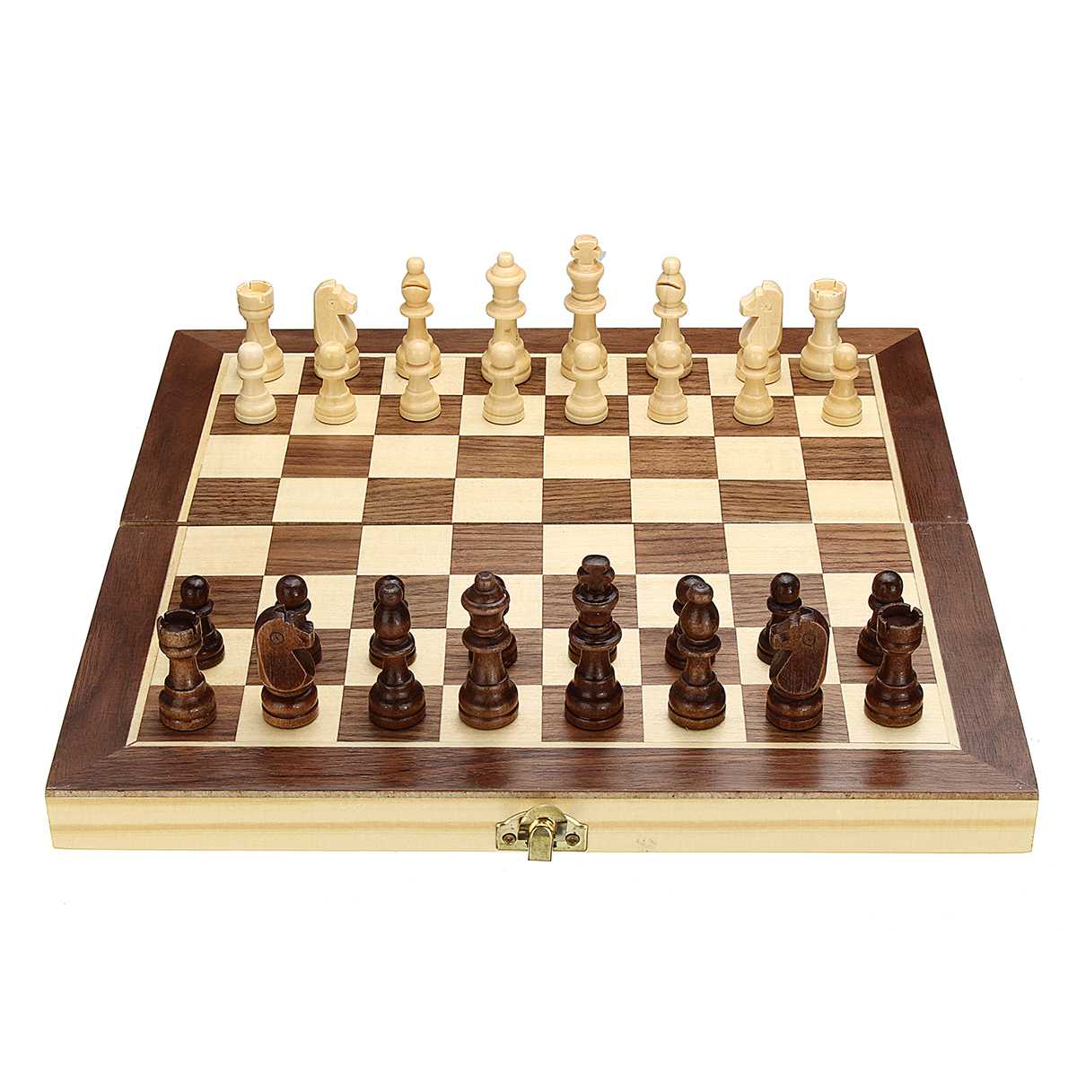 30x30cm Magnetic Wooden Folding Chess Set with Felted Game Board Interior for Storage Adult Kids Beginner Large Chess Board