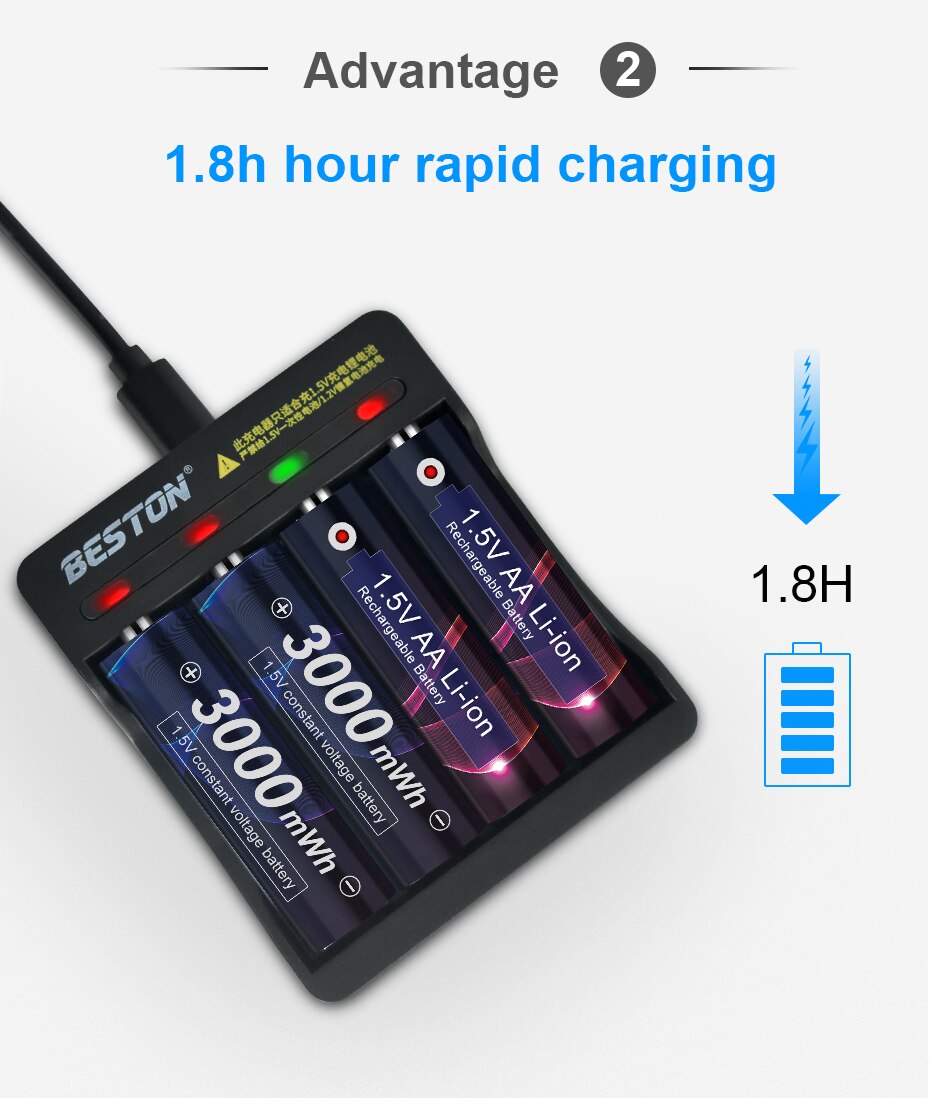 1.5V Rechargeable AA Battery 3000mWh Lithium-ion Batteries For Clock Toys Flashlight Remote Control Camera battery AA 1.5V