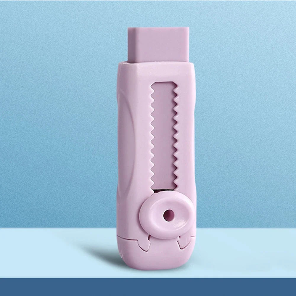 Pencil Eraser Useful Labor-saving Push Pull Rubber Wiping Stationery for Kids Students Drawing Writing School Supplies: PURPLE