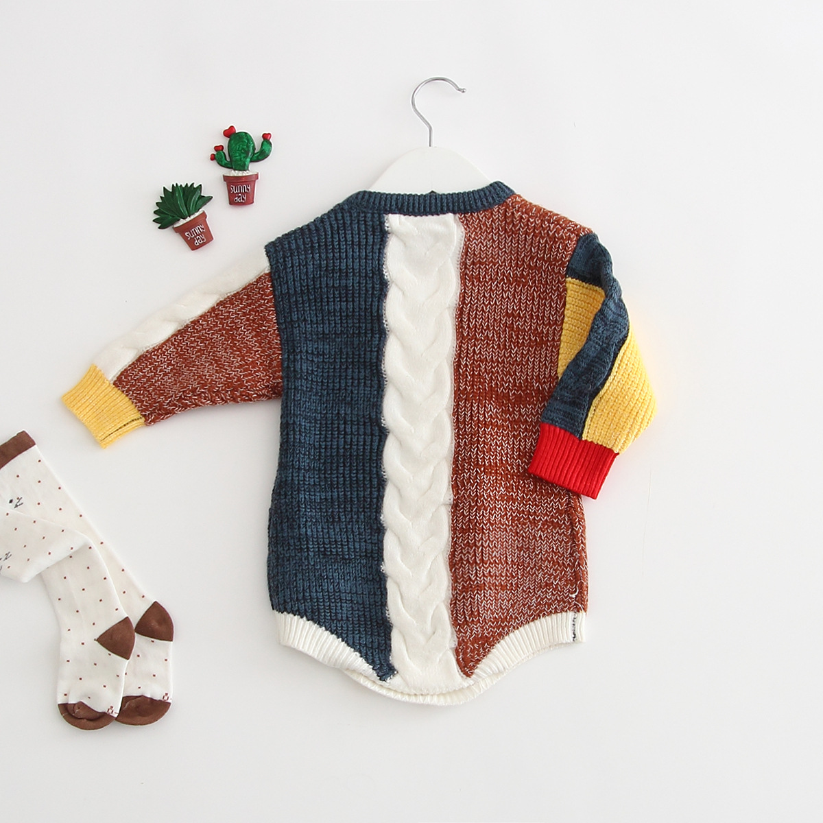 Baby Truien Zoete Patchwork Kleuren Trui Baby Meisjes en Jongens Gebreide Tops Boutique Peuter Kleding Winter Romper Bodysuit