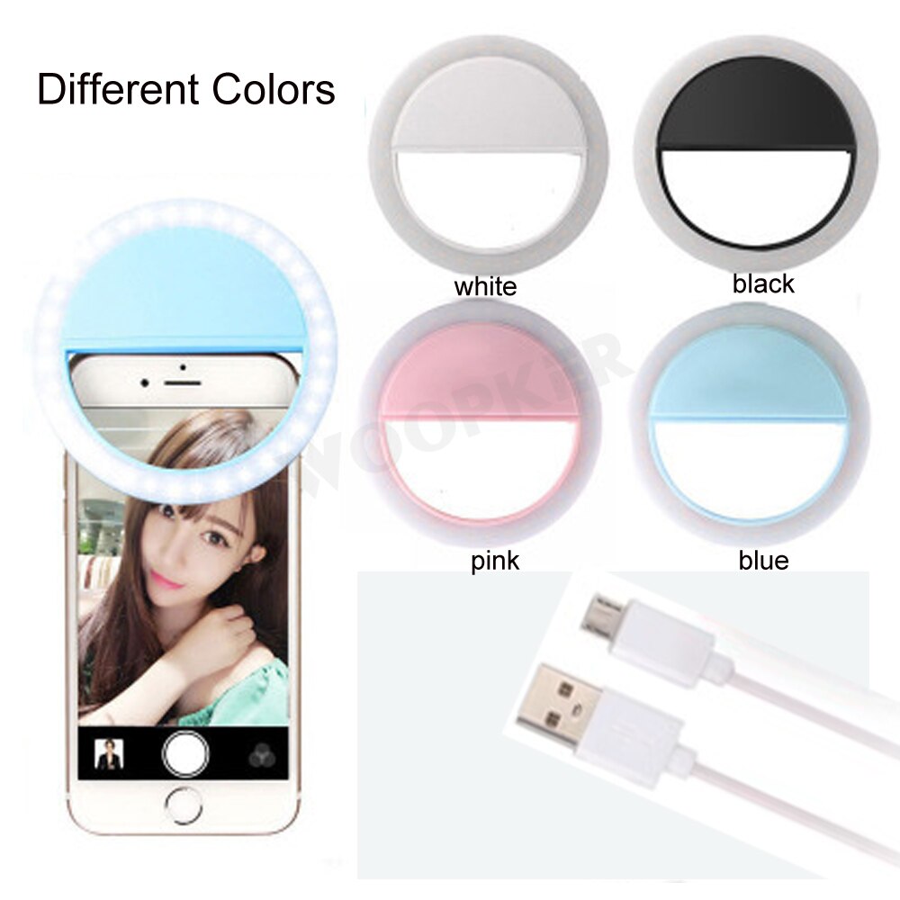 Universal Selfie Lamp Mobile Phone Lens Portable Flash Ring for iPhone Andriod Ring Light Selfie Fill Light Enhancing USB Charge