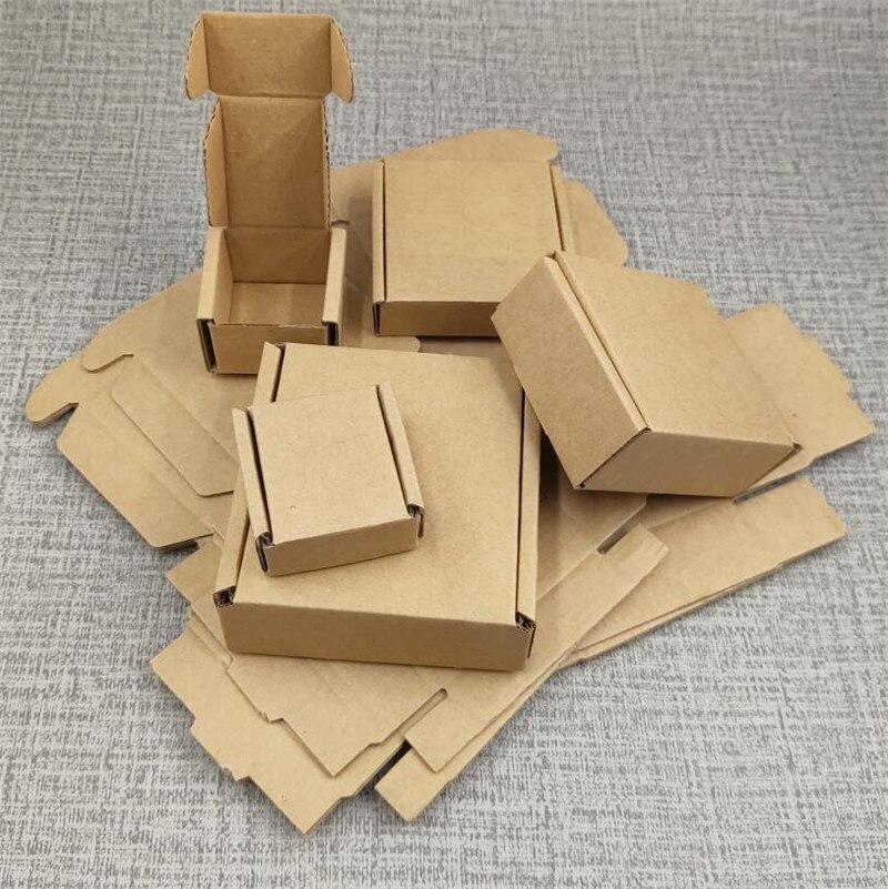 25 stk 10 størrelser små bølgepapkasse tilbehør papir emballage kasser diy blank håndværkskasse pap kurerboks