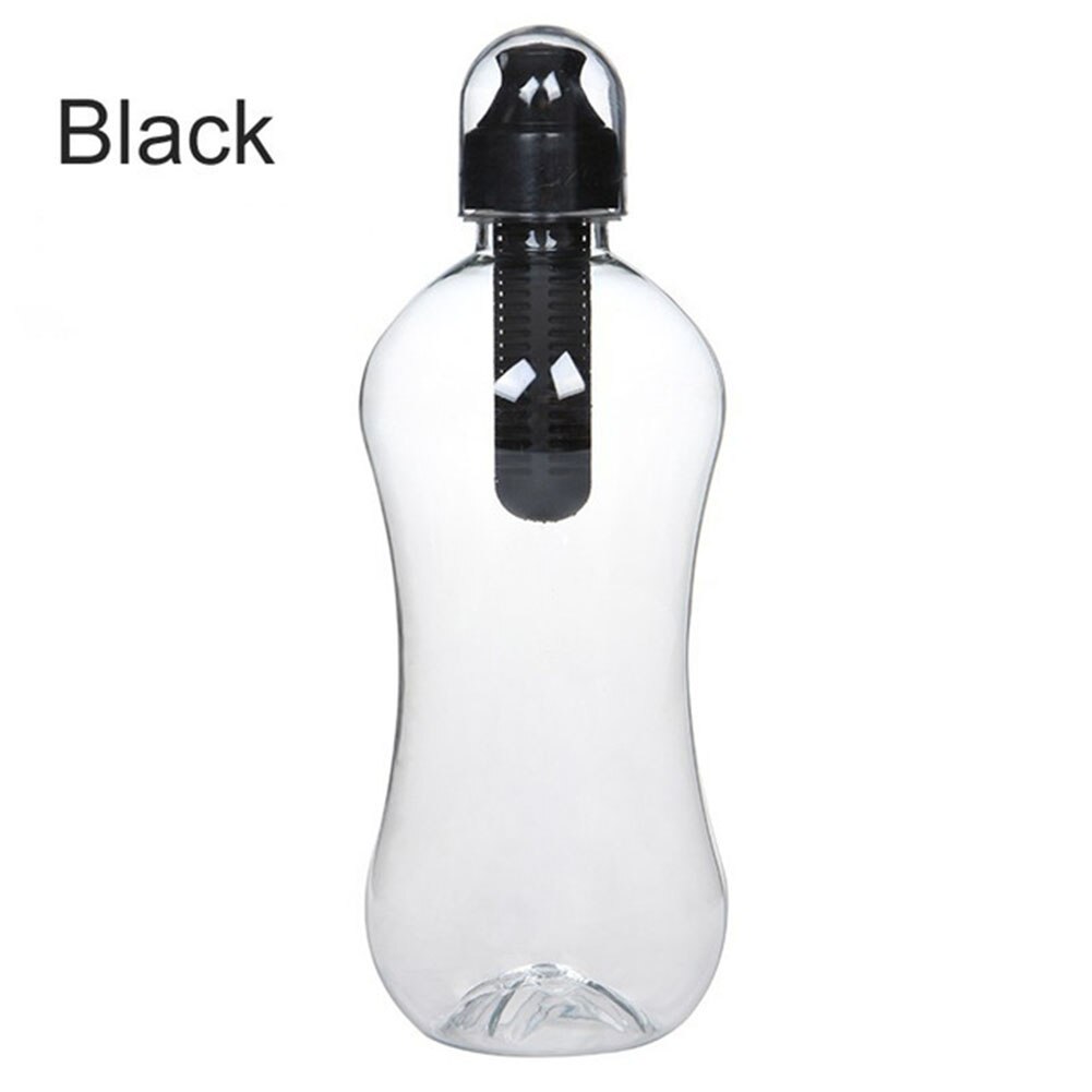 550Ml Actieve Kool Outdoor Filtering Water Drinken Fles Met Ingebouwde Filter Fles Water Sport Camping Wandelen Reizen: Black