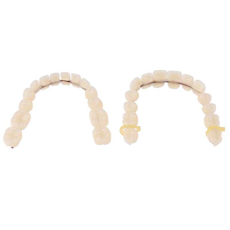 Dentadura de resina para dentaduras, dentadura superior e inferior, contorneada Artificial, herramientas para dentaduras, A2 28 unids/set