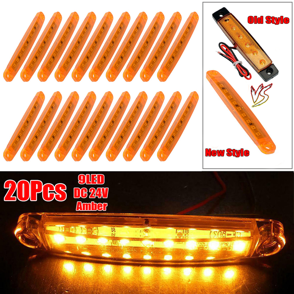 Luz LED de 20 piezas para camiones, luces de posición lateral para autobús o coche, iluminación ámbar impermeable, reemplazos de lámparas de señal de 24V