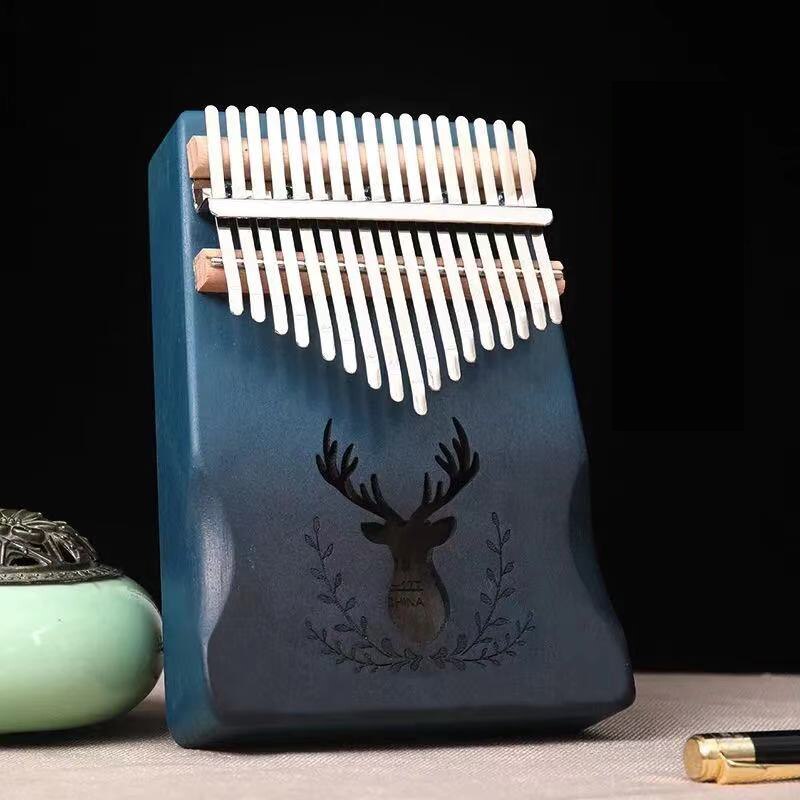 Kalimba de 17 teclas, Piano de pulgar de madera de caoba de , cuerpo Mbira de África, instrumentos musicales con accesorios: Blue 3