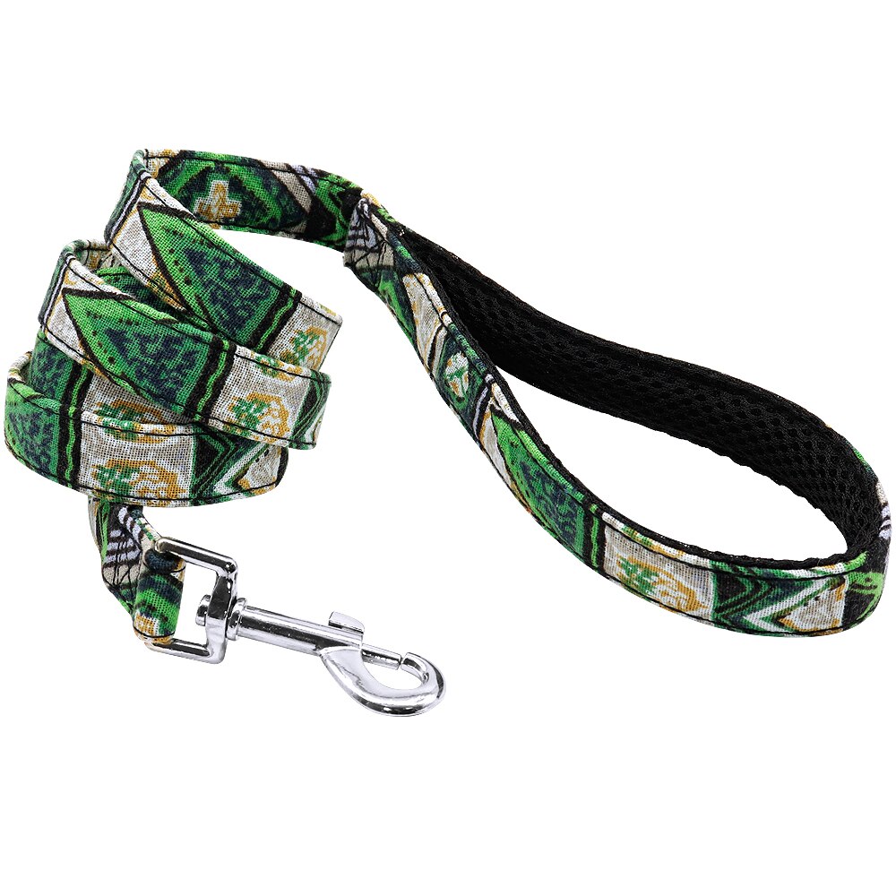 Laisse en Nylon pour chien, 150cm, imprimé coloré, corde de plomb, ceinture pour animaux domestiques, entraînement à la marche, carlin, bouledogue français: 013 Green
