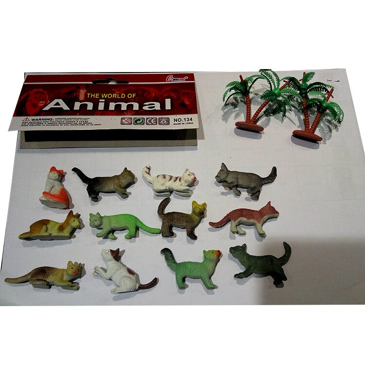 12 Pcs Animal Dinosaurus Model Ornamenten Wilde Bos Simulatie Dier Scène Accessoires Kinderspeelgoed: cat