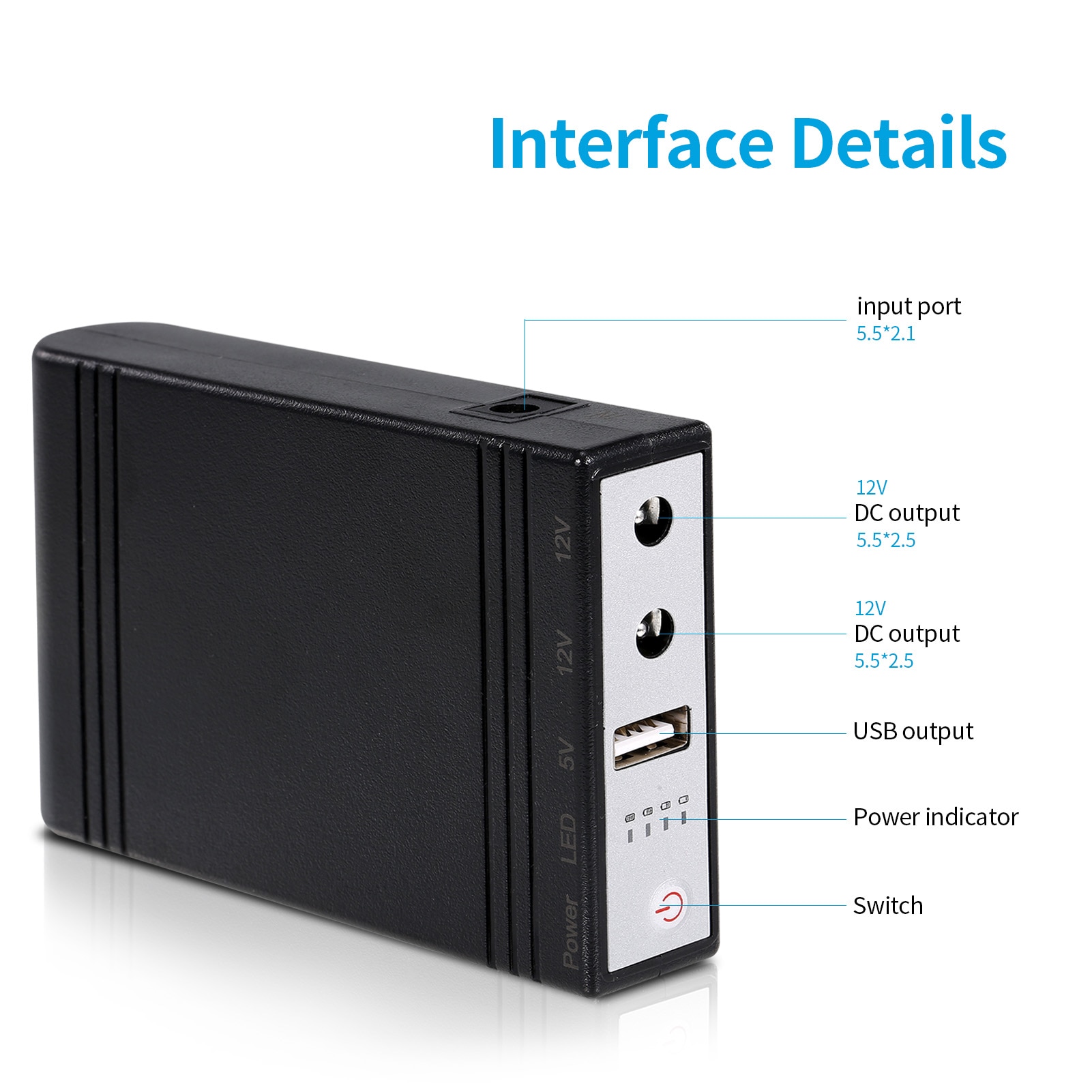 WGP103 Mini DC UPS Wonderful Green Power Multi-Output UPS Uninterruptible Power Supply DC Power Bank 5V-9V-12V Mini DC UPS