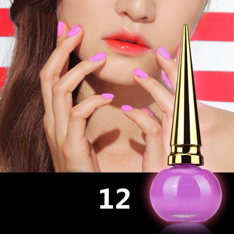 14ml vernis à ongles lumineux Fluorescente Non toxique vernis à ongles pour les femmes vernis liquide décor lueur dans la laque sombre: 12
