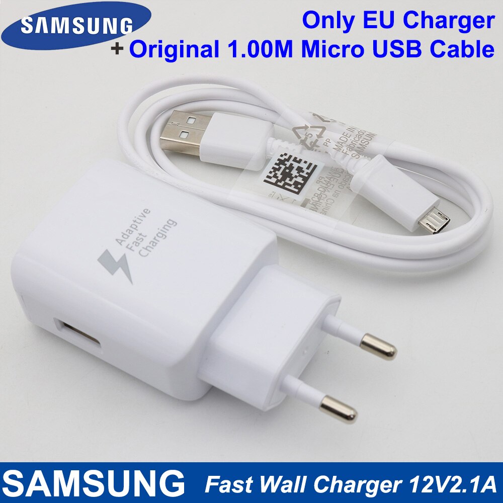 Samsung EP-TA300 EU Charger 25W 12V 2.1A Fast Wall Charger For Samsung Galaxy S10 S9 S8 Plus S7 Note9 8 7 FE Tab Note A S Series: Add Micro USB 1.0M