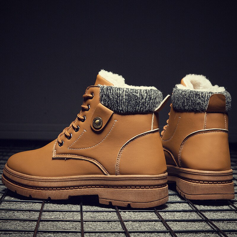 Warme Snowboots Mannen Pluche Herenschoenen Outdoor Koude Proof Laarzen Waterdichte Mannen Laarzen Hoge Top katoen Laarzen: CAMEL / 41
