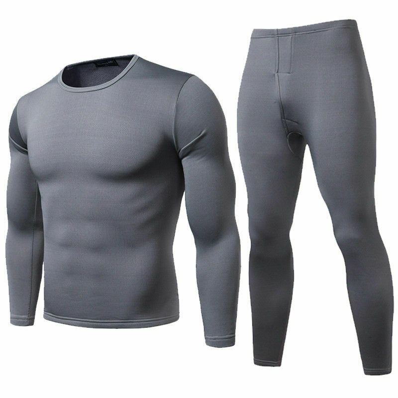 Men Autumn Winter Warm Velvet Inner Wear Thermal Underwear Long Johns Pajama Set Male Solid Warm Winter Long Underwear Set