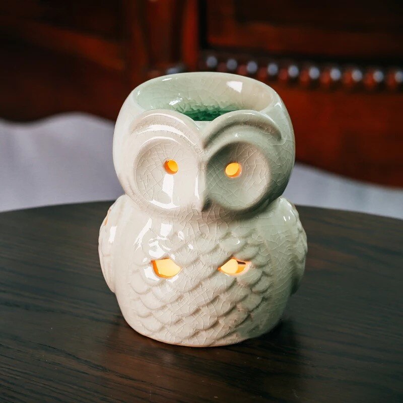 Ceramic Aromatherapy Censer Aroma Burner Owl Essential Oil Lamp Candle Holder Home Office Decoration Incense Burner Crafts