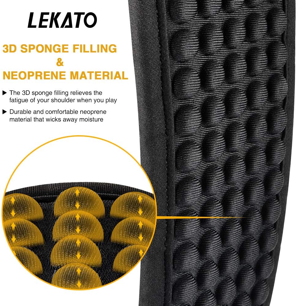 Lekato Gitaarband Riem 3d Spons LGS-1 Verstelbare Vulling Elektrische Gitaarband Basriem 3.5 "Breed Met 6 Plectrums