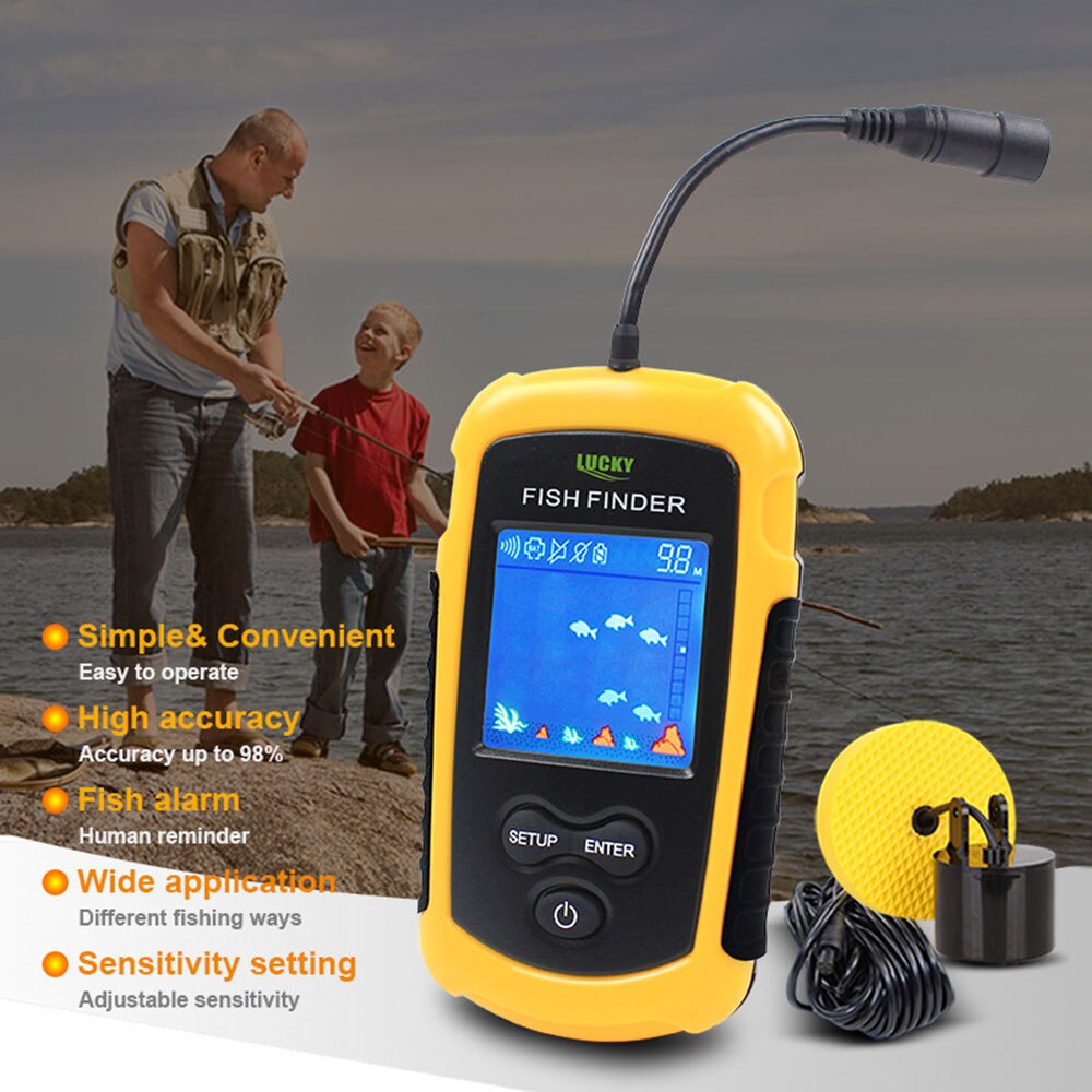Color Display Portable Fish Finder Sonar Sounder Alarm Transducer Fishfinder 0.7-100m Fishing Echo Sounder With English