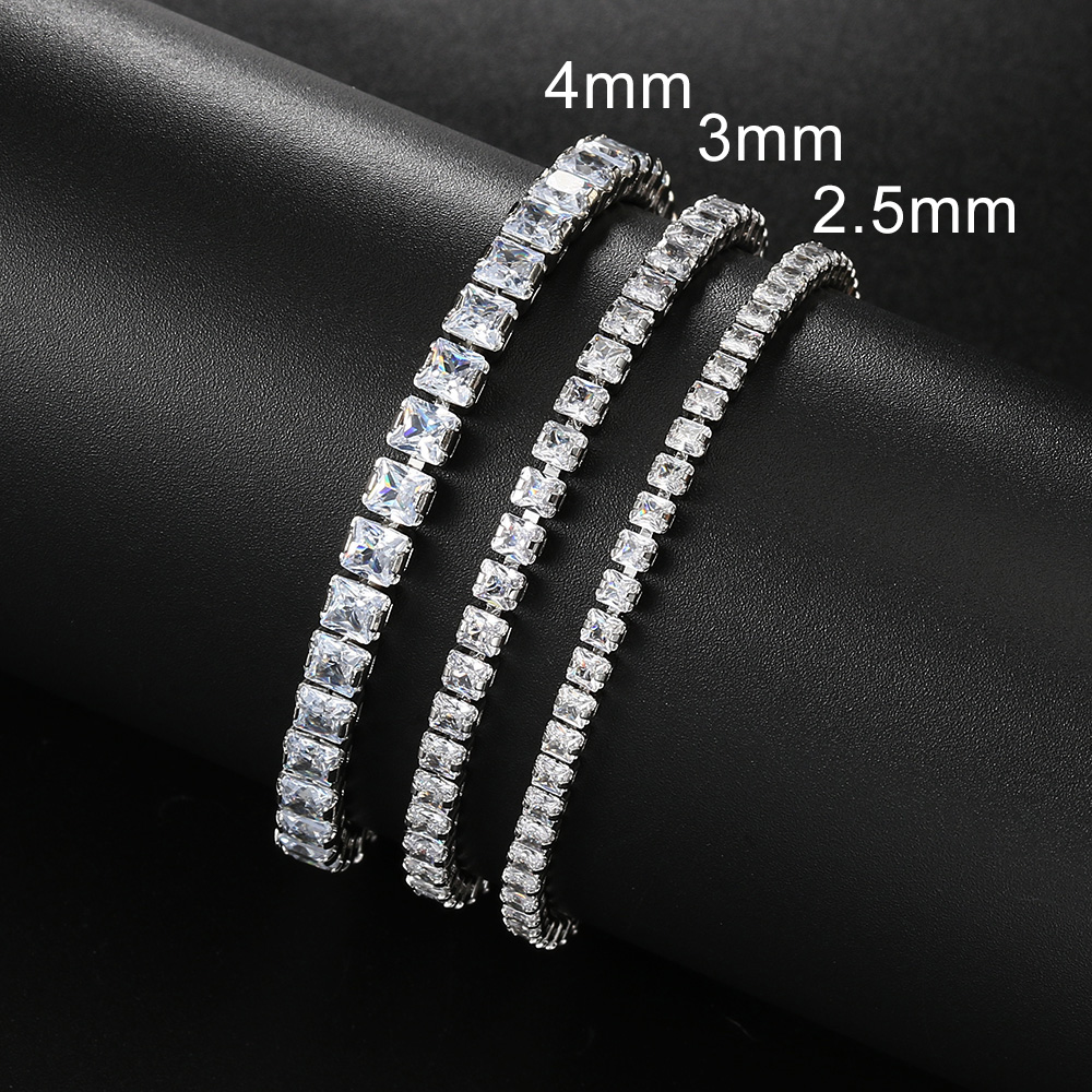 Adjustable Squares 3/4mm AAA+CZ Tennis Bracelets for Women Shiny Crystal Short Chain on Hand Sexy Accessories Jewelry