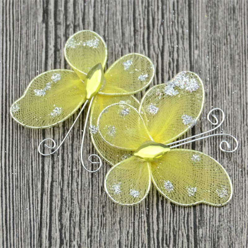 20 stk 3d farve silke sommerfugl pvc wallstickers hjemmekøkken multifunktionelt dekorativt håndværk børne- og #39: Gul