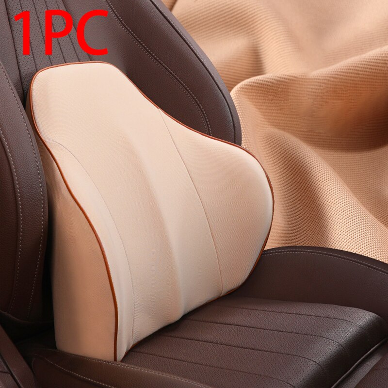 Almofadas de carro auto assento volta lombar apoio almofada espuma memória interior bens automotivos macio encosto cabeça pescoço resto protetor travesseiro: Beige Lumbar