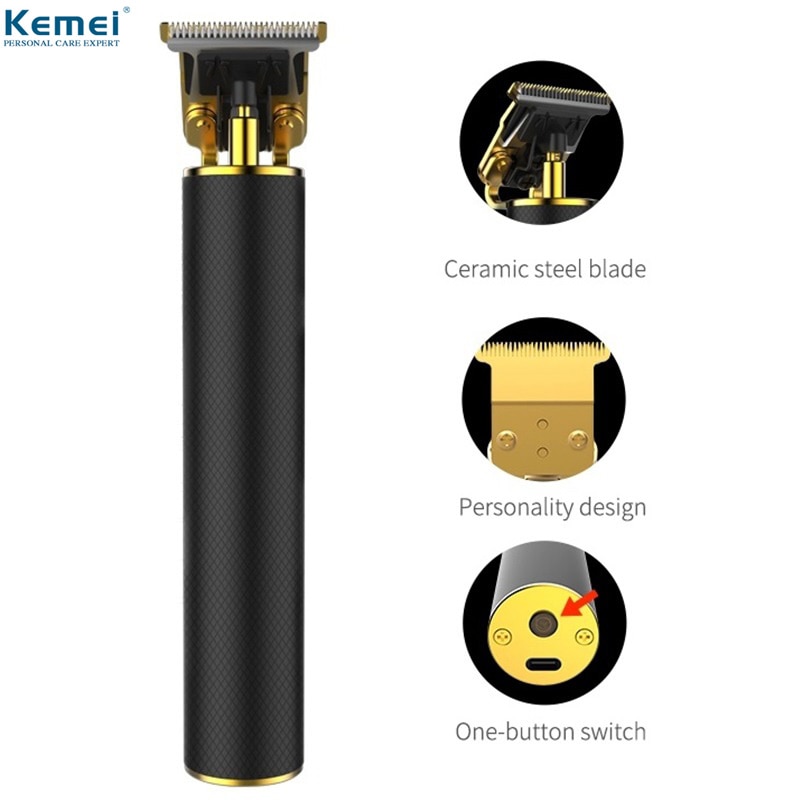 Kemei 1971 Pro Li T-Outliner Skeleton Heavy Hitter Cordless Trimmer Men 0mm Baldheaded Hair Clipper Finish Hair Cutting Machine