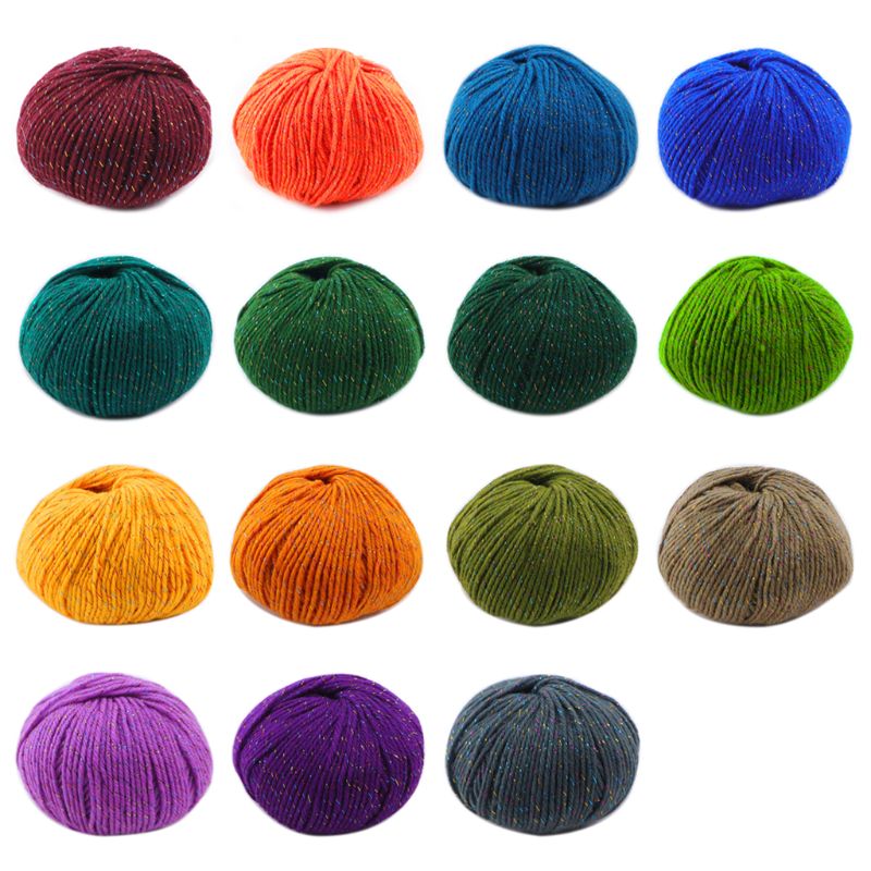 3 Roll 2 Strand Medium Thick Acrylic Fiber Hand Knitting Yarn Colorful Shiny Metallic Crochet Wool Thread for DIY Scarf