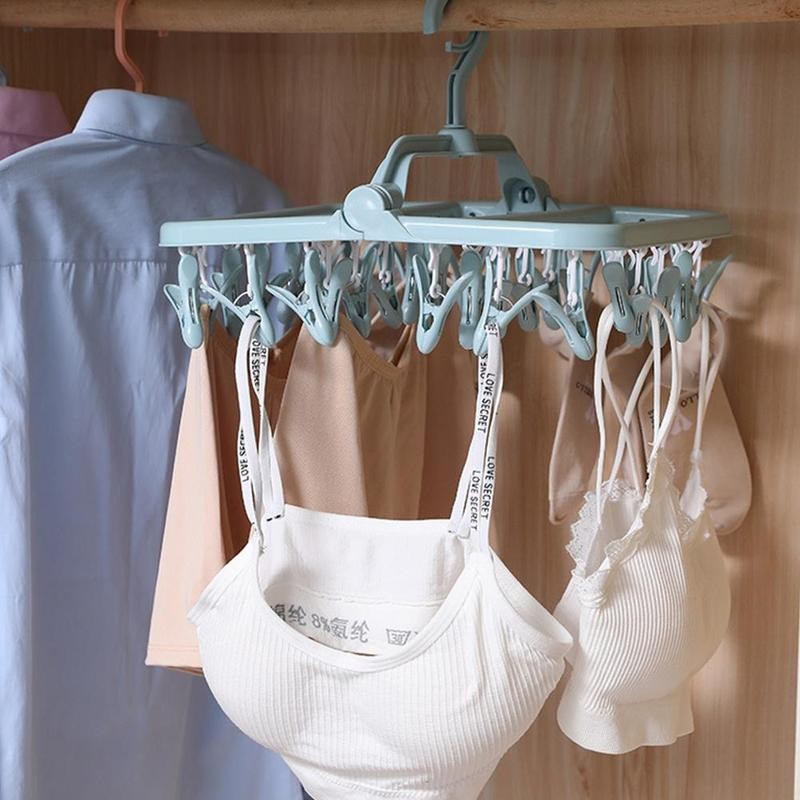 Opvouwbaar Multi Clip Hanger Plastic Huishoudelijke Winddicht Clip Sokken Ondergoed Multi-Poort Ondersteuning Hangers Voor Kleding Thuis