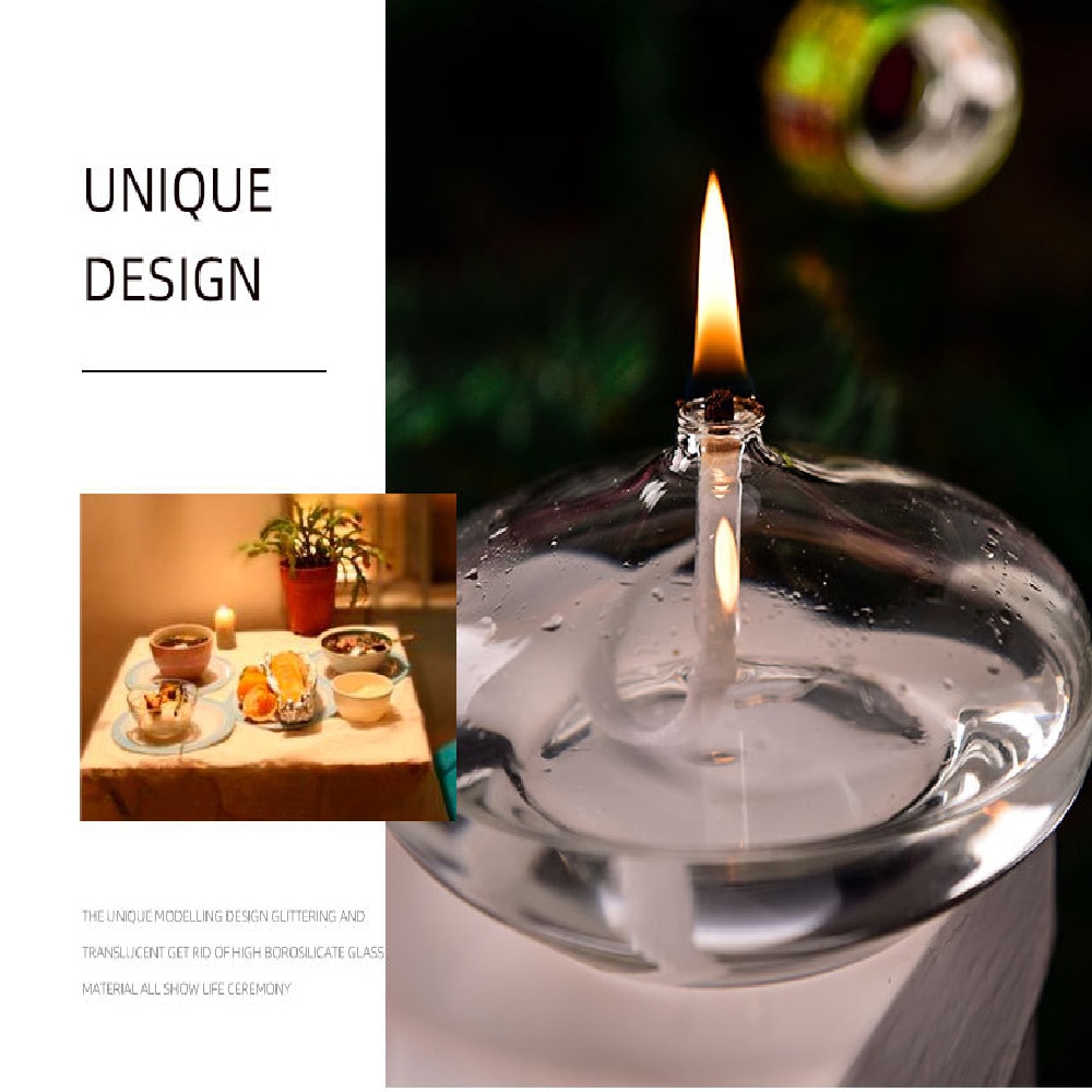 Lampe de Table en verre avec vraie flamme, huile de cheminée Bio, décoration de la maison