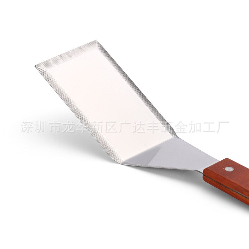 Pala de cocina de acero inoxidable para cocina con asa de madera, placa de hierro asar steak pala cocina hogar pala