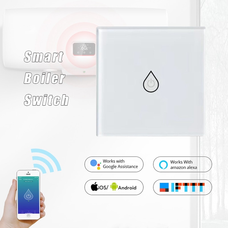 WiFi Smart Boiler Switch Water Heater Smart Life APP Remote Control Home Voice Control Glass Panel