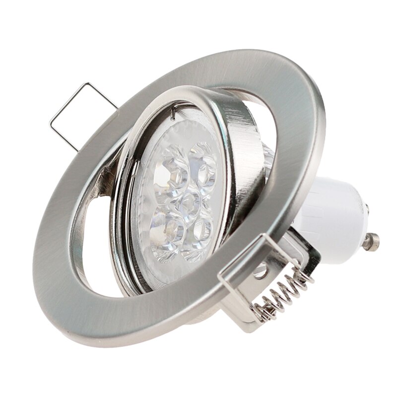 Rund nikkel innfelt ledet taklys justerbar ramme  MR16 gu10 pære armatur downlight holder