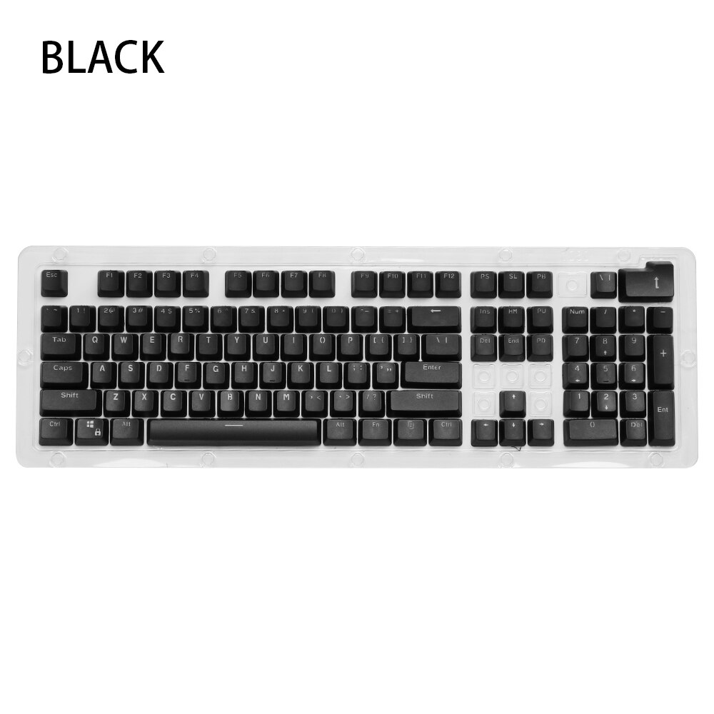 1Set 443*152*30mm Universal PBT 104 Keys Dual-color Backlit Mechanical Keyboard Keycap DIY Keyboard Accessories: Black