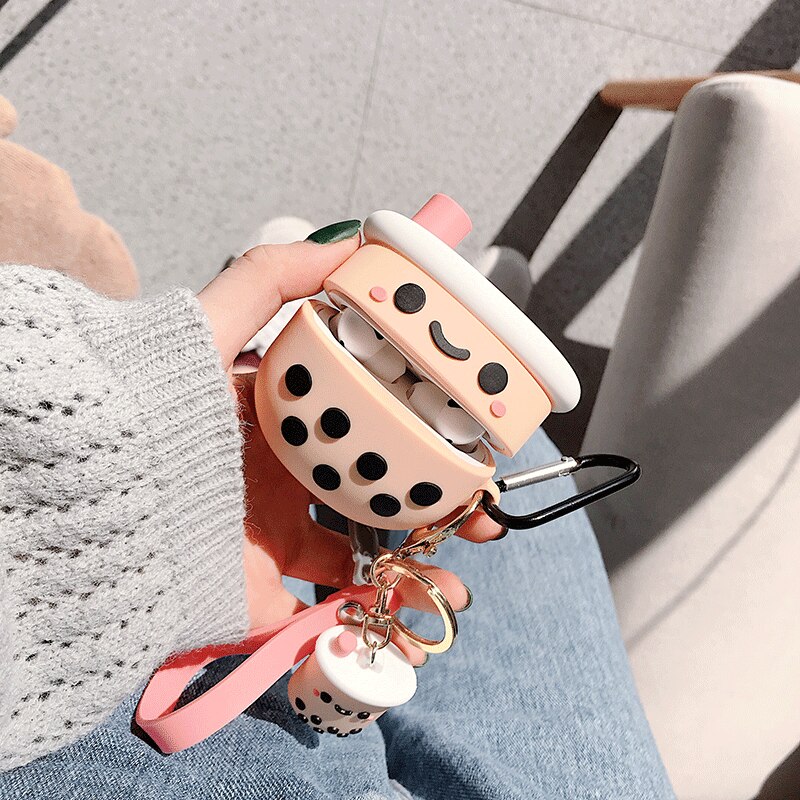 3d boba tea siliconen hoesje voor apple airpods 3/2/1 hoesje bluetooth oordopjes beschermhoes voor airpods pro hoesjes zachte ka