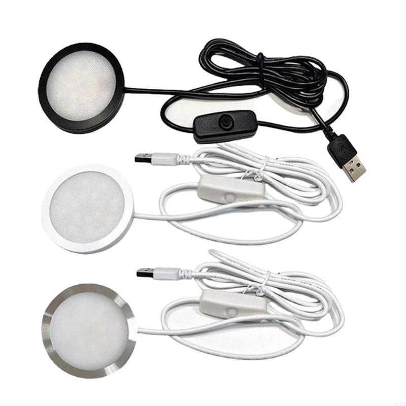 31BA LED-Scheinwerfer, USB, 5 V, 3 LED-Arbeitsplatzlampe mit rundem Sockel, kleine Schranklampe
