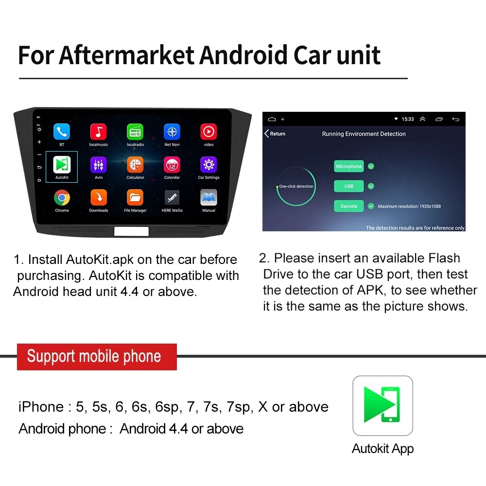 Carlinkit USB CarPlay Dongle/Android Auto para Android reproductor Multimedia Android iPhone Android teléfono inalámbrico Autokit blanco
