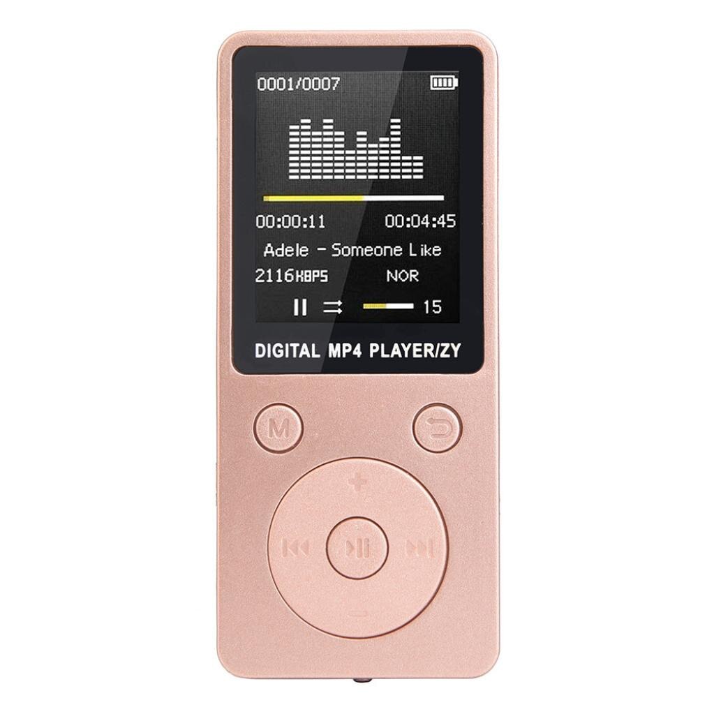 Bærbar  mp3/mp4 tabsfri lydmusikafspiller fm-optager understøttelse af 32g hukommelseskort #t2: Rose guld