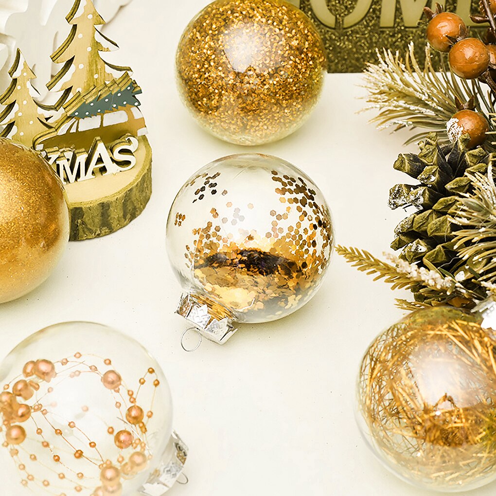 30 stk 60mm julekule gjennomsiktig juletrepynt kombinasjon hengende navidad jul hjemmefest diy dekorasjonsartikler