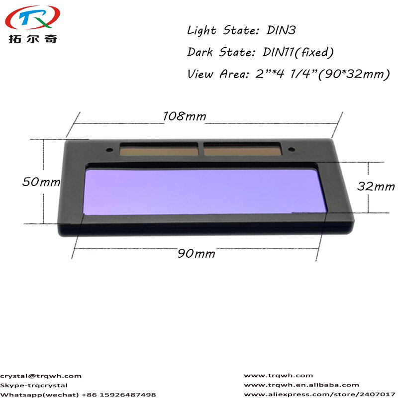 Beautiful Aqua Blue Welding Filter Lens Crystal Liquid Arc Weld Auto Darken ADF Fast TRQ-1100