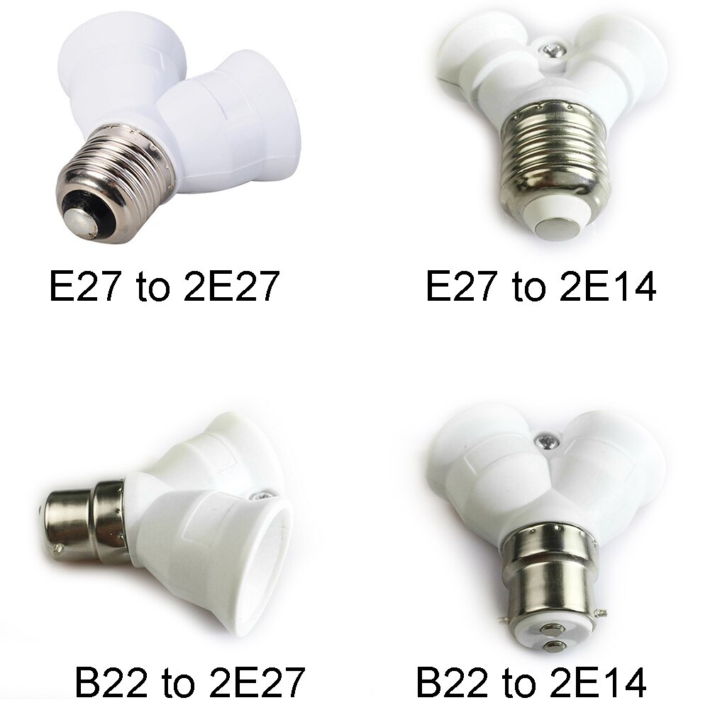 E27 to 2 e27,e27 to e14,b22 to e14,b22 to e27 adapter til konverter til 2- vejs splitter-konverteringsstik