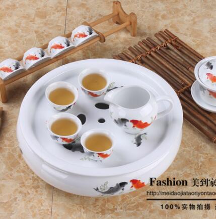 Kung Fu tea set for black tea,Blue and white porcelain teaset: Green  