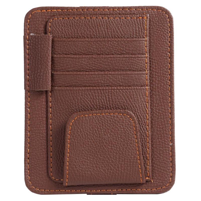 Auto Car Interior Sun Visor Card Case Holder Organizer Clipper Hold Pen Papers Ticket Bag Hanger Car-Styling Stowing Tidying: Brown