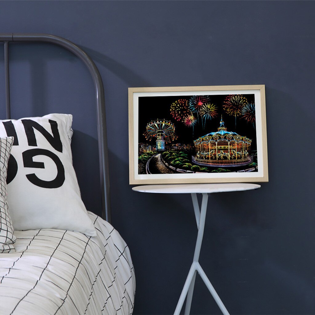 Gold Color Scratch It Adult Scratch Card Magic Pictures Scratch Art Paper Card Graffiti Stencil for Drawing Stick Painting Toy